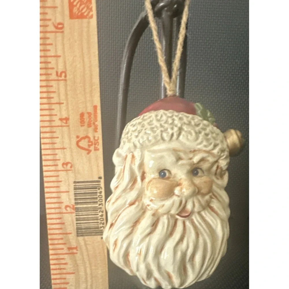 Ceramic Santa Claus Head Christmas Ornament Holiday Decor 4